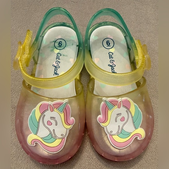 Cat & Jack Other - Cat & Jack Toddler Girls Unicorn Sandals Size 6 Jelly Easy On/ Off Slip On VGUC